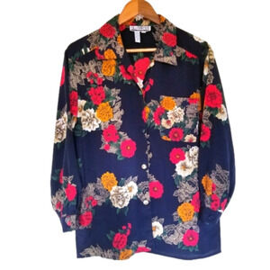 𝅺vintage Floral Blouse Winter Pattern Size 10 ladies
